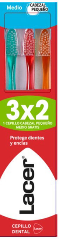 Lacer Cepillo Dental cabezal pequeño medio pack 3 u