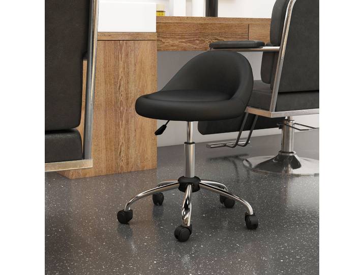 HOMCOM Tabouret Pivotant Noir Hauteur Réglable Synthétique