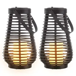 Solarleuchten für Außen zum stellen LED Solar Tischleuchte Hängelampe Garten LED Laterne Flammeneffekt, mit tanzendem Lichteffekt, 1x LED Akku, DxH 18x26 cm, 2er Set