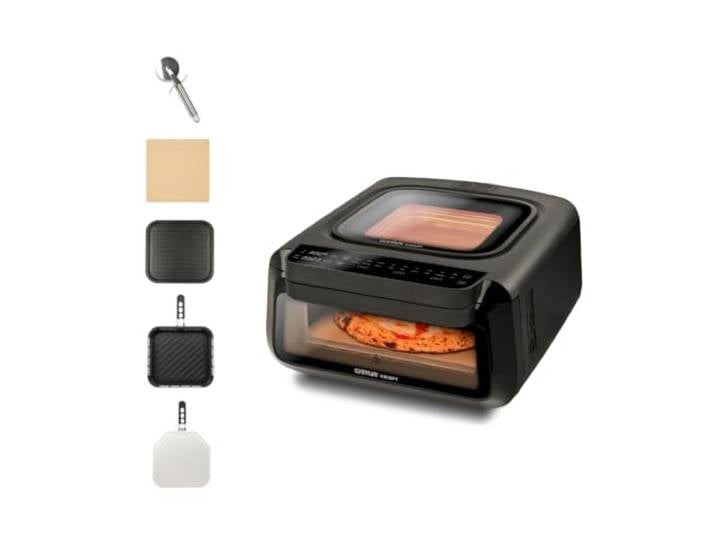G3 Ferrari G10225 Krispy Pizzaofen und Heißluftfritteuse, Multifunktion, 2100 W, 13 L, HOBLO-Technologie, Ober-/Unterhitze, bis 380 °C, digitales Display mit 18 Programmen, Zubehör inklusive, Schwarz