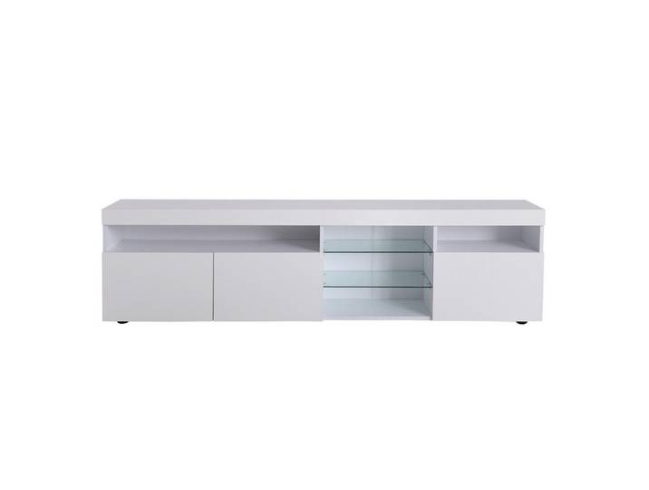 Flieks Tv-Schrank 180cm Modern Weiß LED-Beleuchtung helles Panel, Holz, 44.88x20.75x65.51 cm, Wohnzimmer, TV Möbel, Lowboards, Lowboards stehend