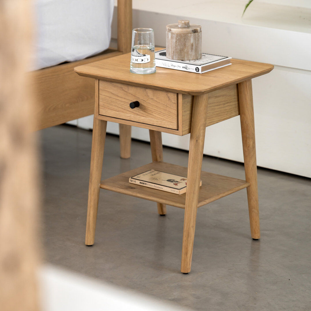 Borough Wharf 400cm W Solid + Manufactured Wood Bedside Table Brown 450cm H X 400cm W X 500cm D