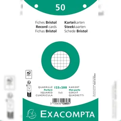 Exacompta 12603E 24x Karteikarten 50er 125x200 kariert perforiert weiss