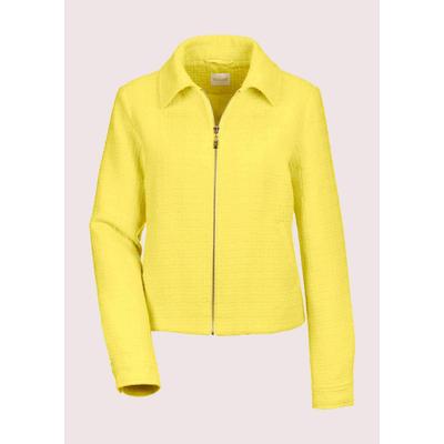 Jerseyblazer MADELEINE "Blazer Kurzer Bouclé-Blazer", Damen, Gr. 40, gelb (zitrone), Obermaterial: 70% Polyester PES. 30% Wolle WO., Modern, normal, Blazer