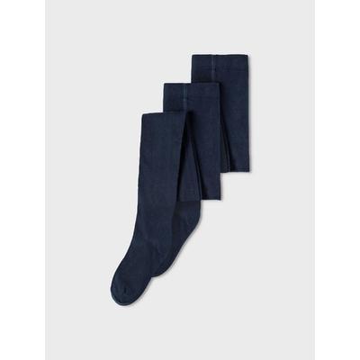 Strickstrumpfhose NAME IT, Kinder, Gr. 134/140, blau (schwarz sapphire), Obermaterial: 80% Baumwolle, 15% Polyamid, 5% Elasthan, elastisch, Strumpfhosen