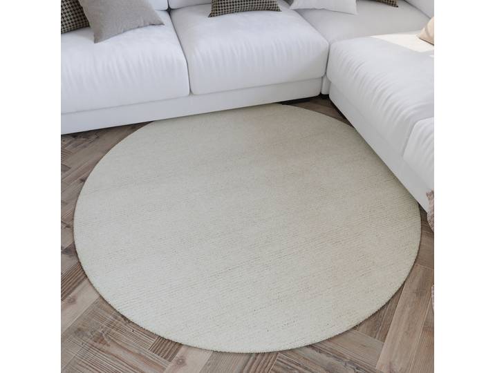 Teppich WECON HOME Hamptons THIRTYTWO , beige (creme weiß), H:15mm Ø:180cm, Polyester, Teppiche, Teppich, Kurzflor, Wohnzimmer, Schlafzimmer, elegant, robust, Linien Muster