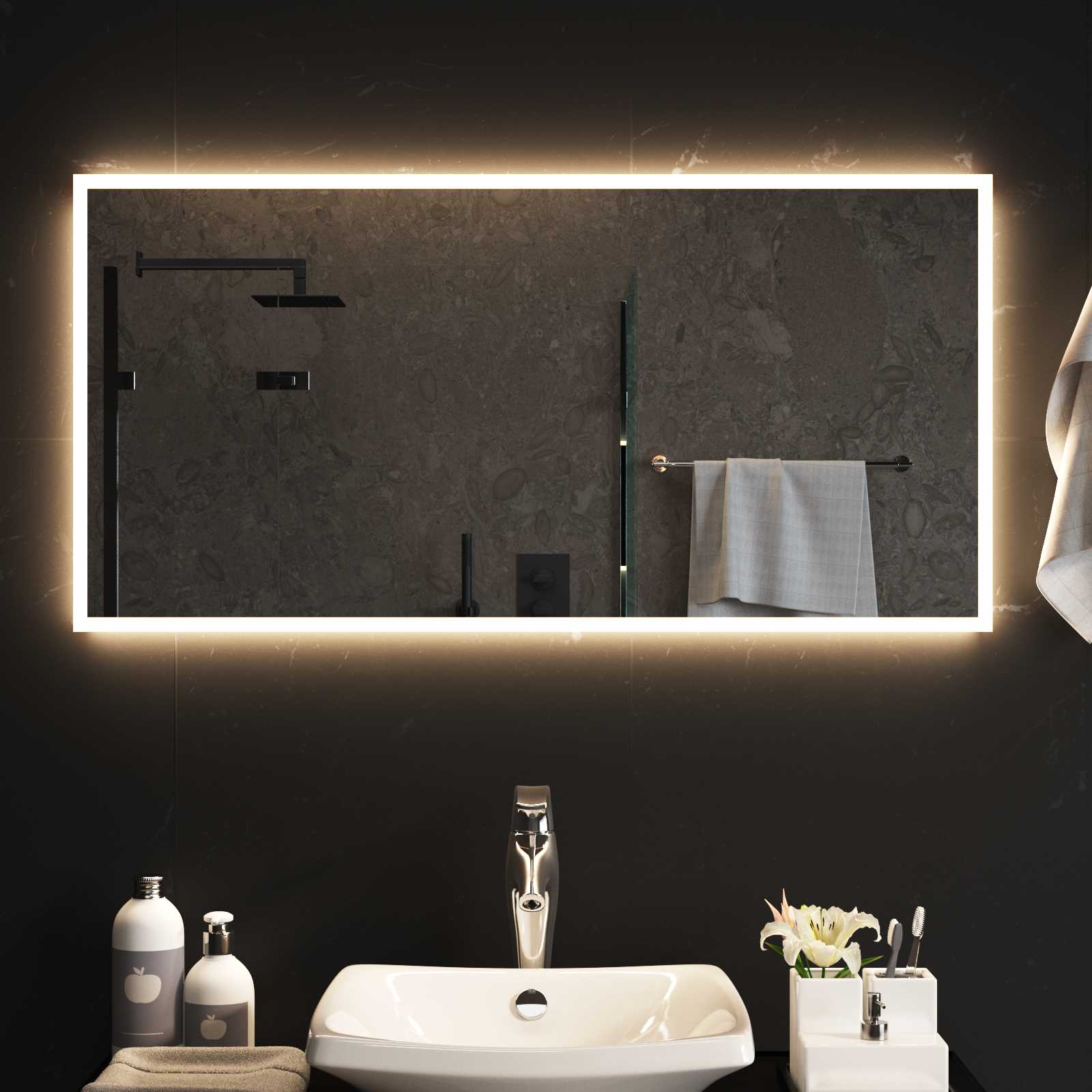 vidaXL Miroir de salle de bain LED avec miroir Transparent 100 x 50 cm