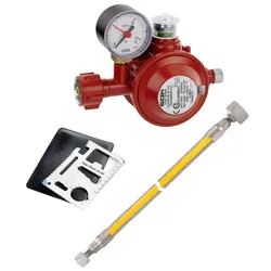 50 mbar Herdanschluss Set PRO 1,5 m Propangas/Anschluss f. Gas-Herd, Gaskocher, (Druckminderer, Gasschlauch)- Haushaltsregler Innenbereich