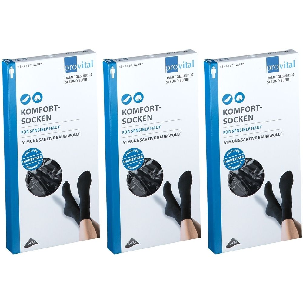 Provital Komfortsocken men Gr.43-46 schwarz 3x 3x2 St