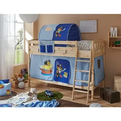 TiCAA Etagenbett Erni Country-V Kiefer Natur Motiv