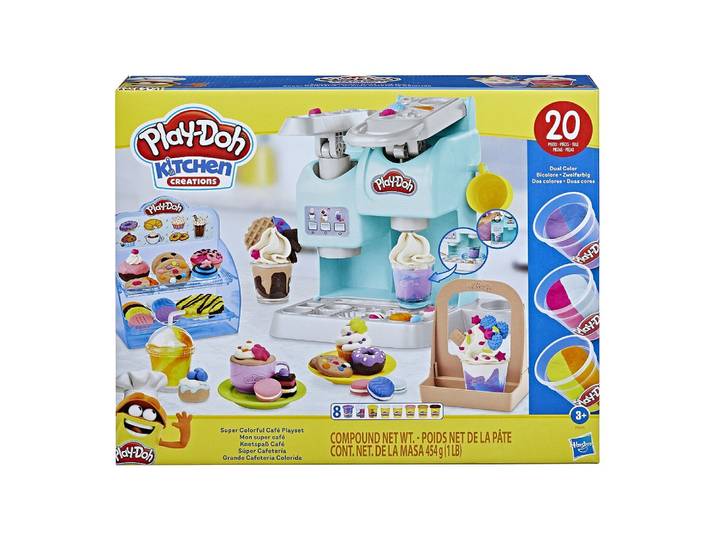 Play-Doh Kitchen Creations Mon super café, 20 accessoires et 8 pots de pâte à modeler, jouet culinaire