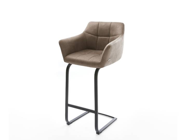 DELIFE Barstuhl Yulo-Flex Vintage Taupe Freischwinger flach Metall, Barstühle
