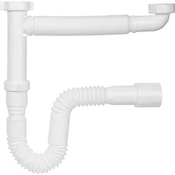 Kunststoffsiphon weiß, flexibel DN40 (1 1/2''), Ø 40-50mm
