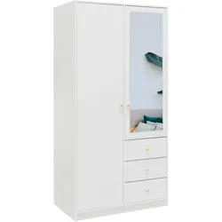 DREHTÜRENSCHRANK GALIO 100/200/57,5 cm 2-türig mit Spiegel Weiß