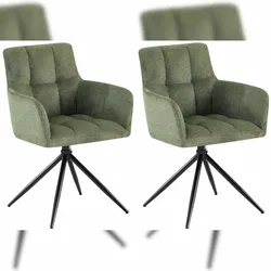 Proregal CHEFGASTRO 2er Set Esszimmerstuhl LA SERENA Stoff HxBxT 87x59x59cm Stoff Grün Küchenstuhl