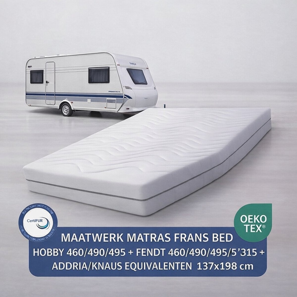 EasyBedden Pluto Matras voor Fransbed of opmaat caravan, Koudschuim HR55, 137 x 198 cm, Hoogte: 20 cm