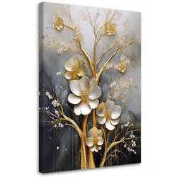 WANDBILD goldene blumen glamour 3d