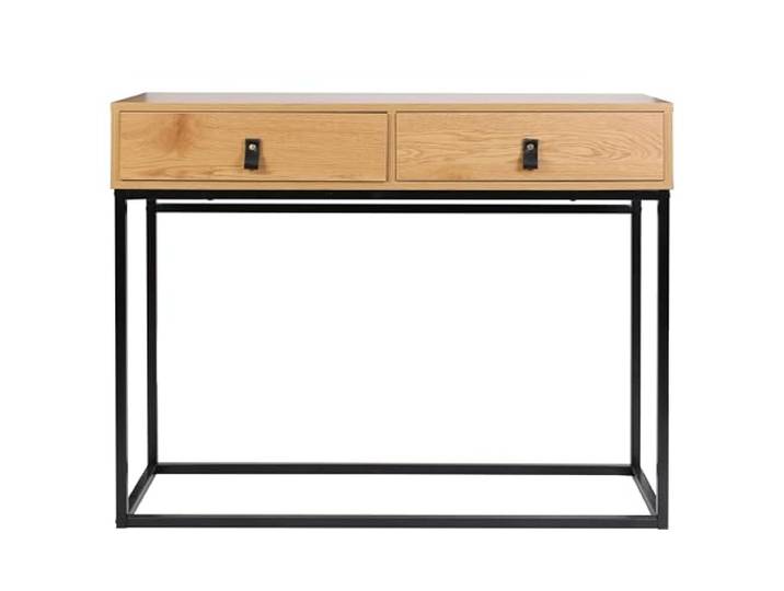 HOME DECO FACTORY Console en Bois et Métal 2 Tiroirs Authentique Naturel Bois et métal\, console\, 2 tiroirs\, style authentique\, bureau ou entrée\, 100x35x80 cm\, naturel et noir