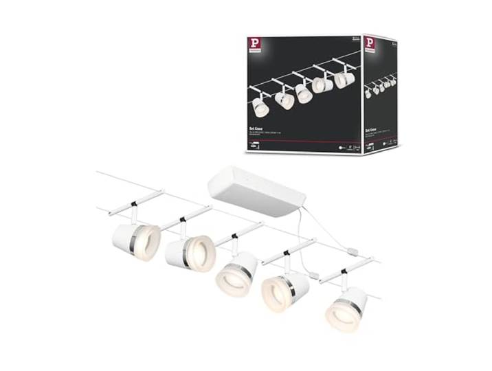 Paulmann 94461 CorDuo Seilsytem Set Cone DC max. 5x10 Watt erweiterbar Weiß matt Drahtseil Kunststoff GU5,3 Drahtseilsystem ohne Leuchtmittel