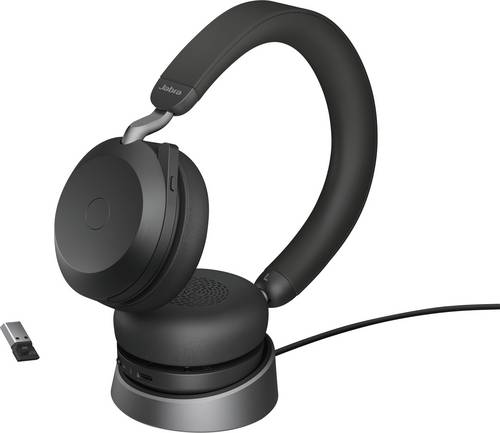 Jabra Evolve2 75 Over Ear Headset kabelgebunden Schwarz Batterieladeanzeige, Mikrofon-Stummschaltung Telefon