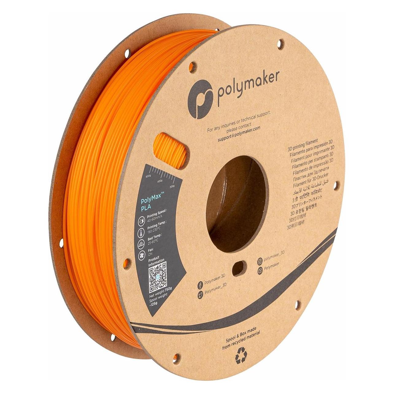 Polymaker PA06008 PolyMAX Tough Filament hohe Steifigkeit, hohe Zugfestigkeit (PLA, 750 g, 1.75 mm) (PA06008)