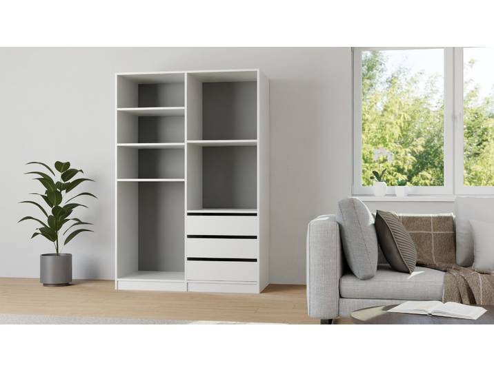 Armoire penderie ouverte sur mesure Mélaminé premium Blanc gris