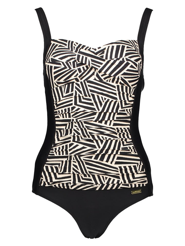 LASCANA Badeanzug in Schwarz/ Creme - 42B-Cup