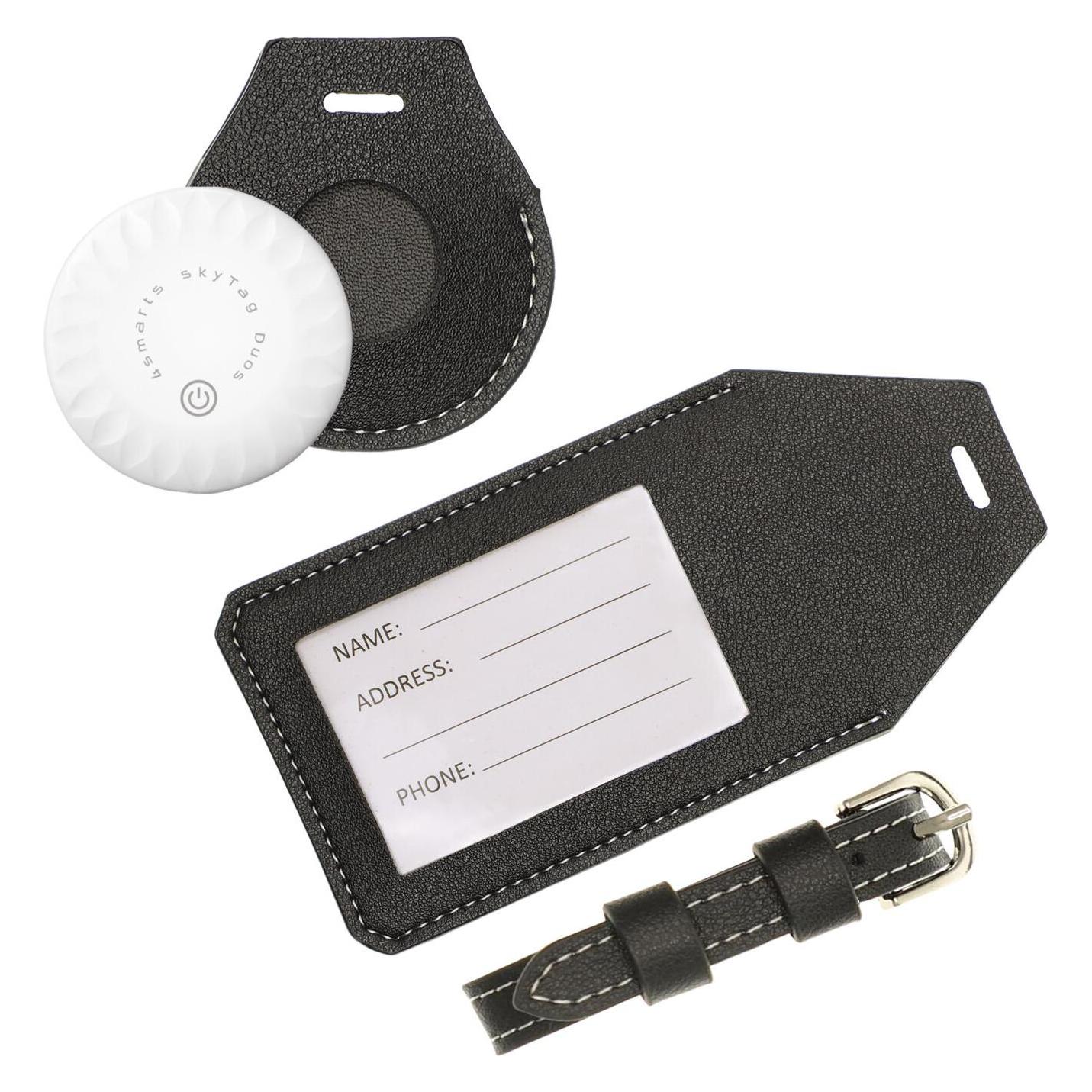 4smarts Finder SkyTag Duos mit Kofferanhänger Schwarz/Weiss (Apple Find My, Google Find Hub) (4S541819)