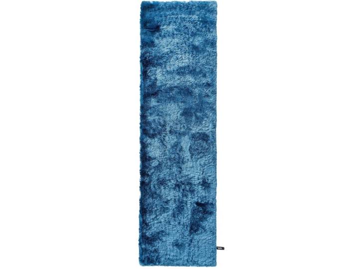 Tapis à poils longs bleu 80x300