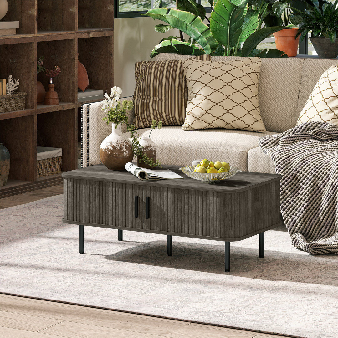 Borough Wharf HOMCOM Coffee Table with Storage, Slatted Coffee Table Grey
