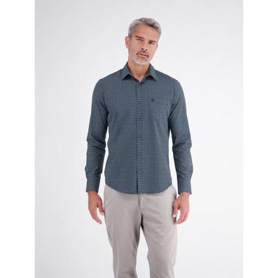 Langarmhemd LERROS "Sportliches Herrenhemd mit modernem Minimalprint-Design", Herren, Gr. L, Normalgrößen, blau (classic navy), 100% Baumwolle, Hemden