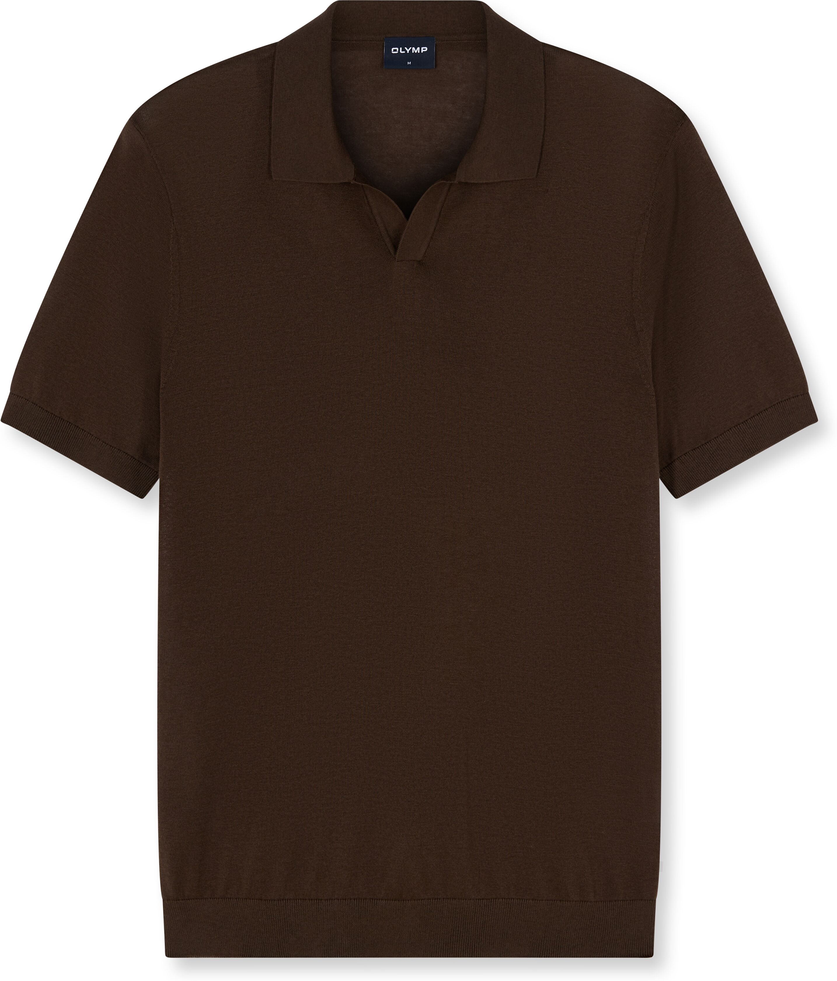 OLYMP "Strick Casual" mit geripptem Kragen, unifarben braun L
