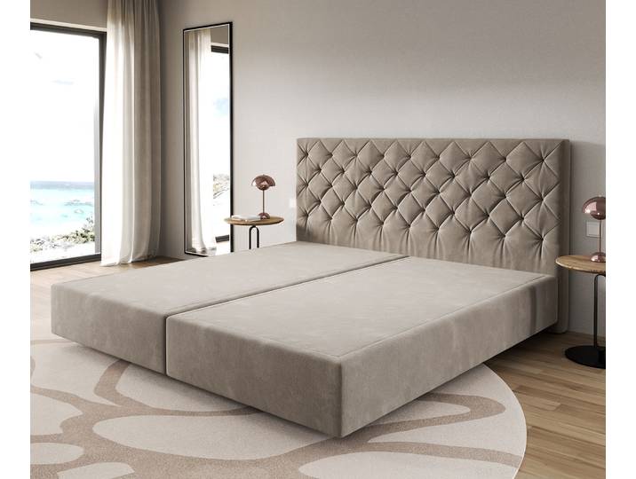 Boxspringgestell Dream-Great Mikrofaser Beige 200x200 cm, Boxspringbetten