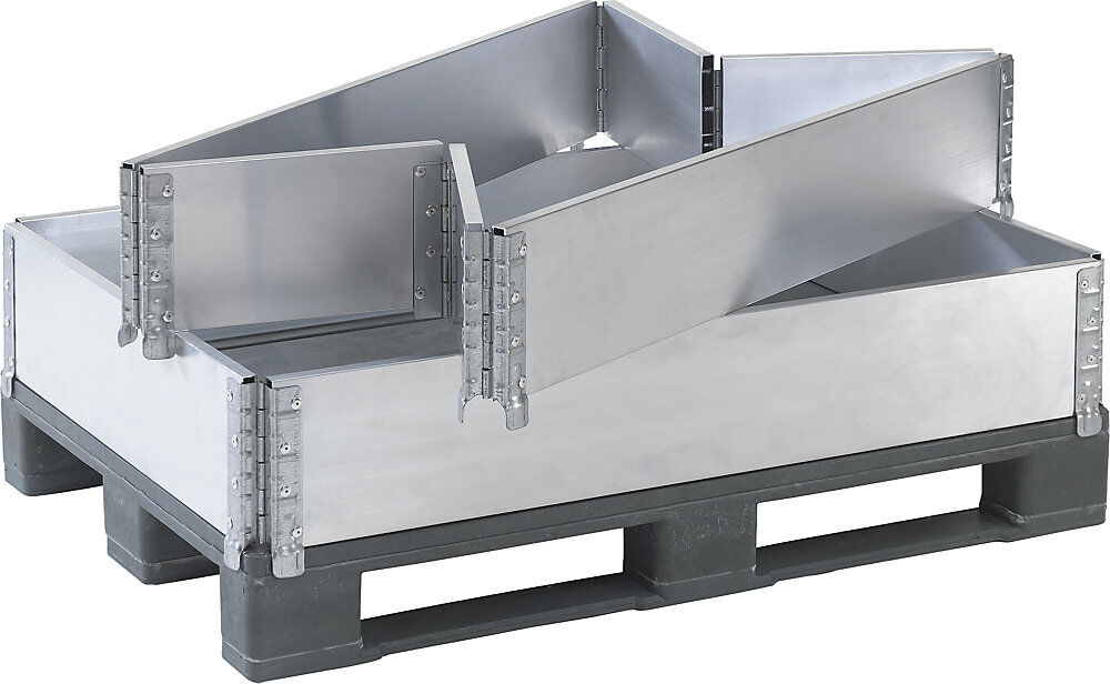 kaiserkraft Aufsatzrahmen aus Aluminium, mit 6 Scharnieren, für Paletten 1200 x 1000 mm, VE 2 Stk