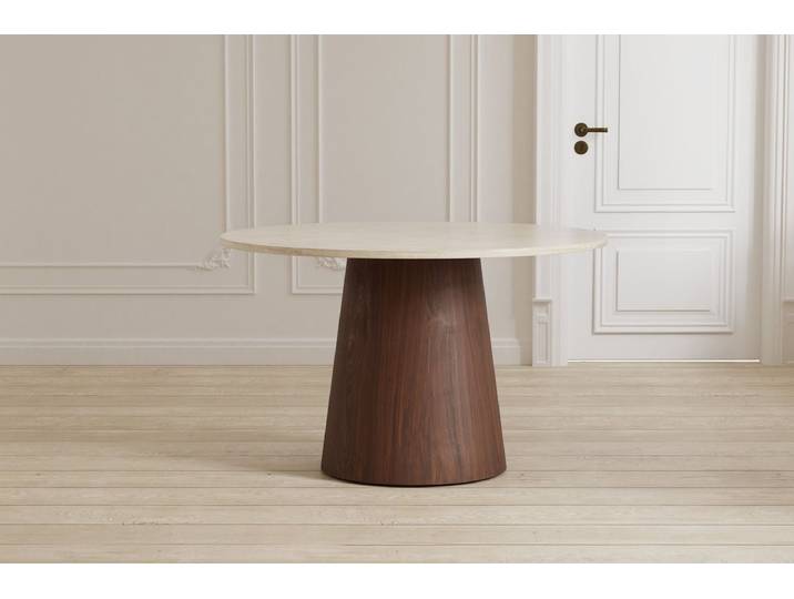 Esstisch Darian - in Beige & Mokka mit MDF-Gestell - Beige-Mokka - Luxusbetten24