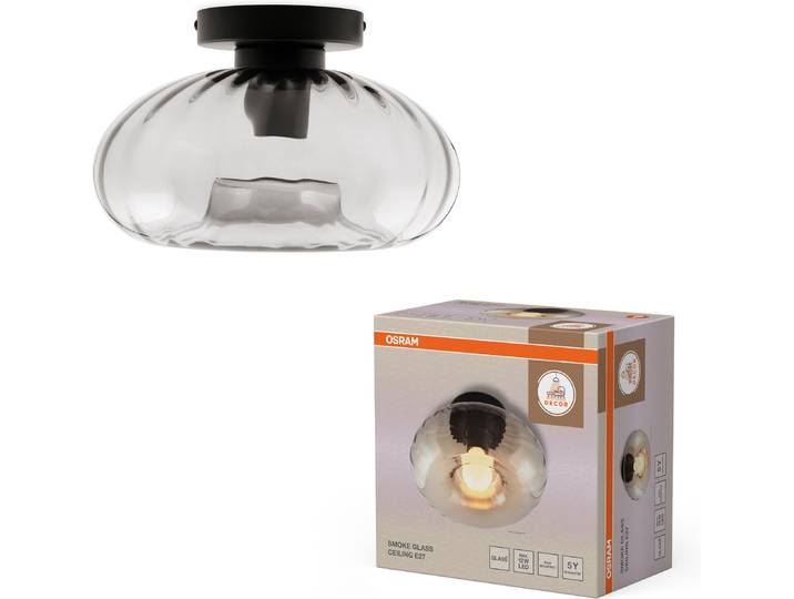 OSRAM Deckenleuchte Decor Smoke Glass , grau (schwarz), Ø 28cm, 1 Stk., Leuchten, schwarz, E27, Stahl und Glas, Deckenleuchte