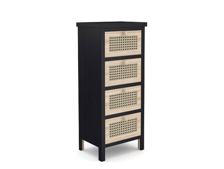 Kommode ALDO 4 Schubladen 34 x 78 cm schwarz/hellbraun