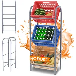 TroniTechnik® Getränkekistenregal 3 Kisten Kistenregal 3 Kästen Bierkastenständer Getränkeständer mit Wandhalterung