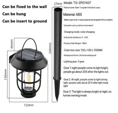 Inspired Living 3 In 1 Solar Outdoor Light Motion Sensor Garden Wall And Camping Lamp with Ground Plug 2pcs