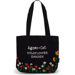 Agnes + Cat Wildflower Garden Tote Bag - Black