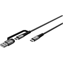 goobay USB-Kabel 2in1 silber, spacegrau 2.0 m silber