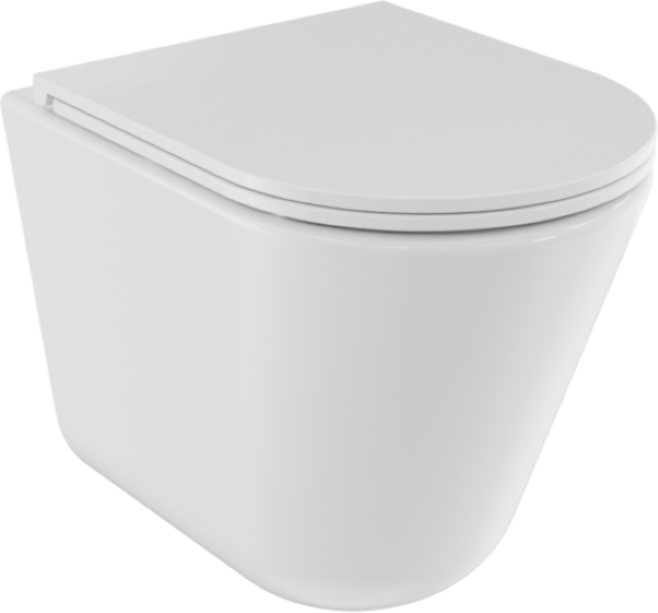 Besco Laax Ergo White miska WC wisząca + deska wolnoopadająca Laax White biały połysk #ZLAE-B-DLB
