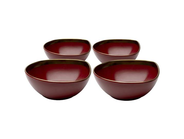 Bol en grès rouge et doré d18 - lot de 4