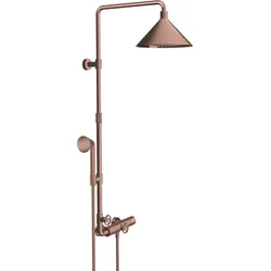 Hansgrohe AXOR Showers/ Front Showerpipe mit Thermostat und Kopfbrause 240 2jet, Brushed Red Gold, Brausekopfgröße: 279 mm, Durchflussmenge RainAir Strahl bei 3 bar: 14 l/min, maximale Durchflussmenge für Showerpipe bei 3 bar: 21 l/min