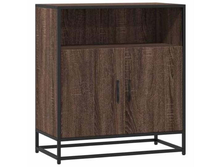 Kaorsrow Sideboard Braun Eichen-Optik 68x35x76 cm Beistellschrank Metall Kompakter Kommodenschrank für Flur, Esszimmer und Büro mit stabilem Stahlrahmen und praktischen Ergonomie-Griffen.