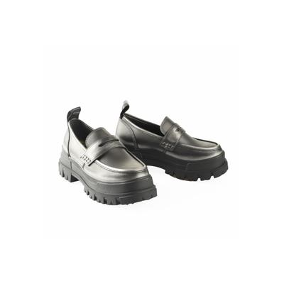 Stiefel BUFFALO "Buffalo Aspha Loafer Vntg Vegan Nappa", Damen, Gr. 38, schwarz (pewter, schwarz), Leder, unifarben, Schuhe Stiefel
