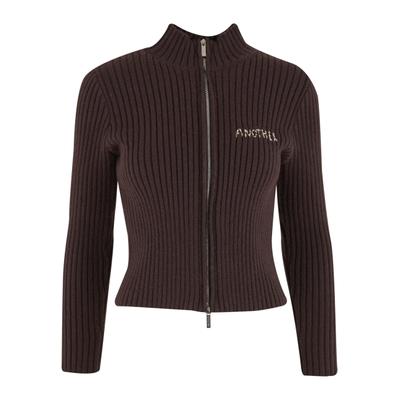 Allwetterjacke ANOTHER COTTON LAB "Another Cotton Lab Another Scribble Zipper", Damen, Gr. S, braun (chocolate), 76% Baumwolle, 24% Bio Material, unifarben, normal, amerikanischer Ausschnitt, Jacken