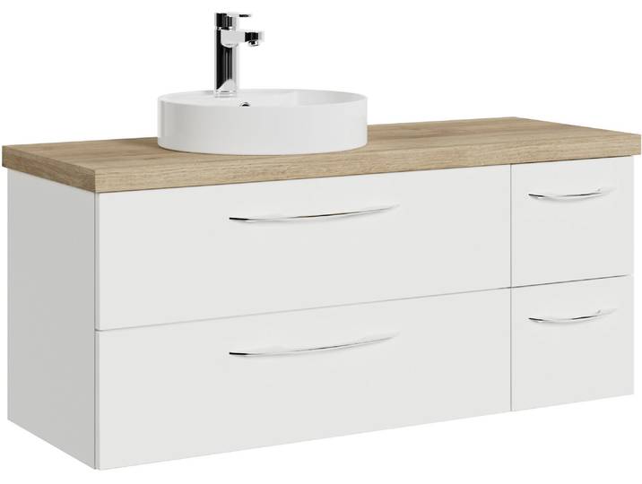 Waschtisch SAPHIR Serie 4035 , weiss (schneeweiß glanz, weiß glanz), B:118cm H:61,2cm T:44,5cm, Holzwerkstoff, Waschtische, Waschtisch, 118 cm mit Keramik-Aufsatzbecken und Waschtischplatte