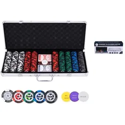 Bicycle Pokerset im silbernen Koffer, niedriger Einsatz, 500 Chips
