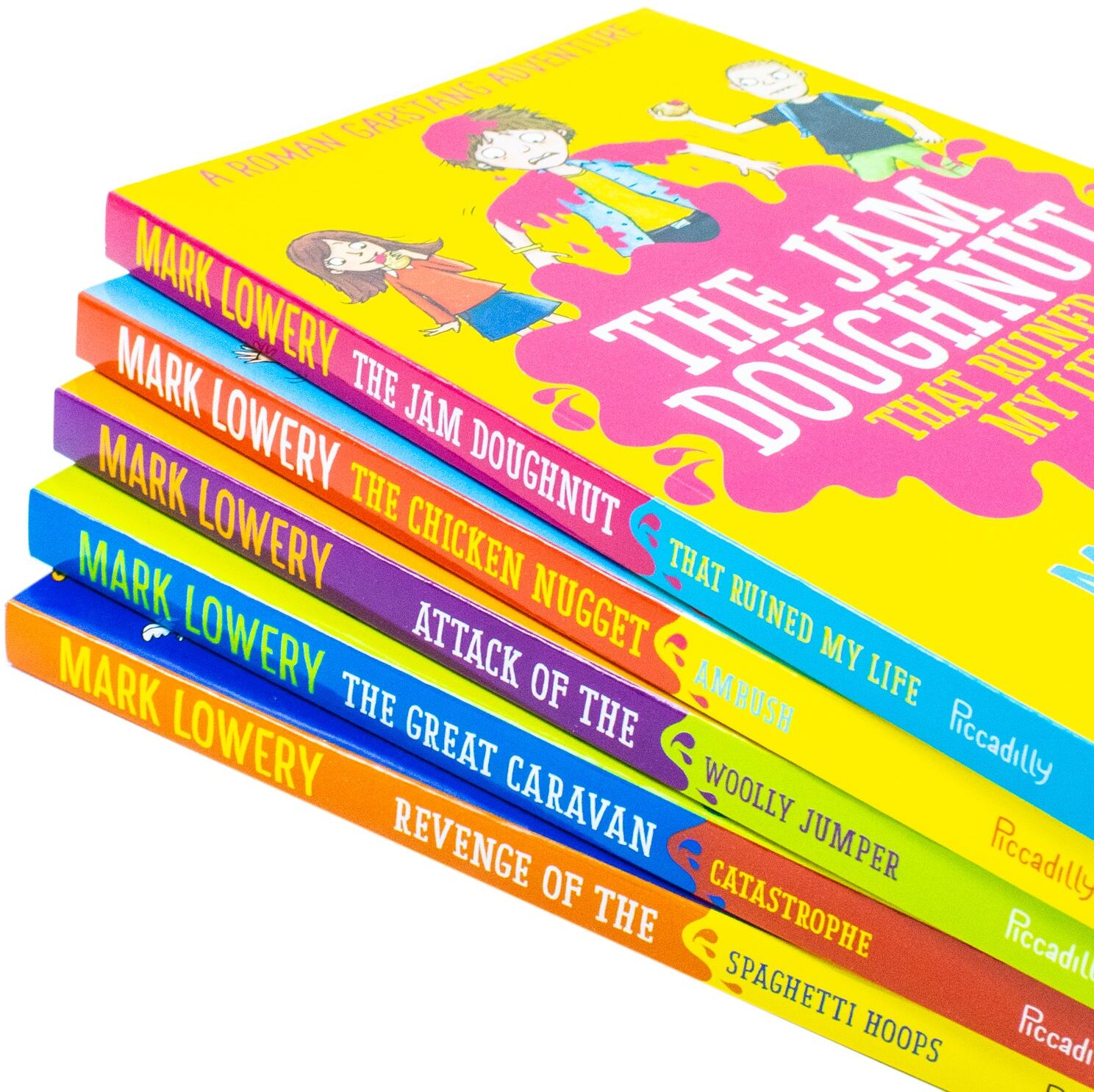 Picadilly Roman Garstang Disasters Collection 5 Books Set By Mark Lowery (Chicken Nugget Ambush, Attack of the Woolly Jumper, Great Caravan Catastrophe, Revenge